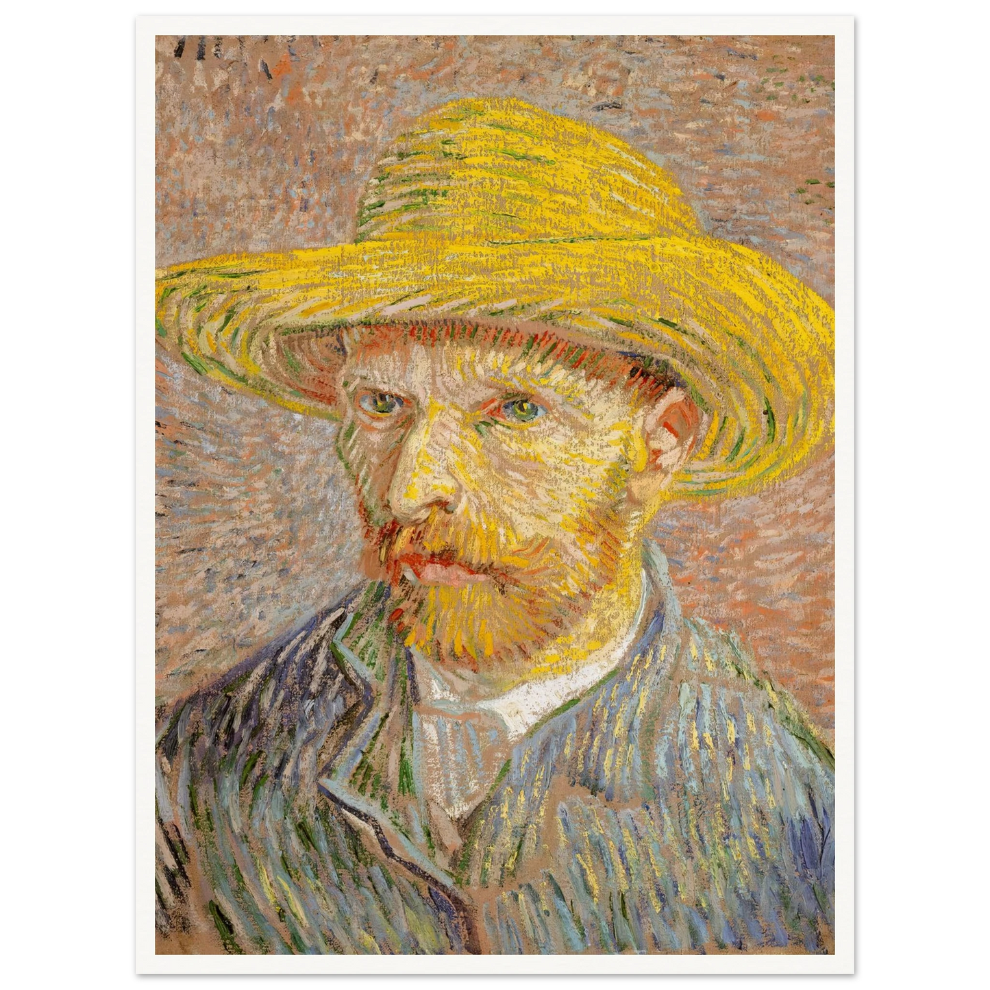 Self-Portrait with a Straw Hat (1887) Art Print | Vincent van Gogh-Quipham Collections