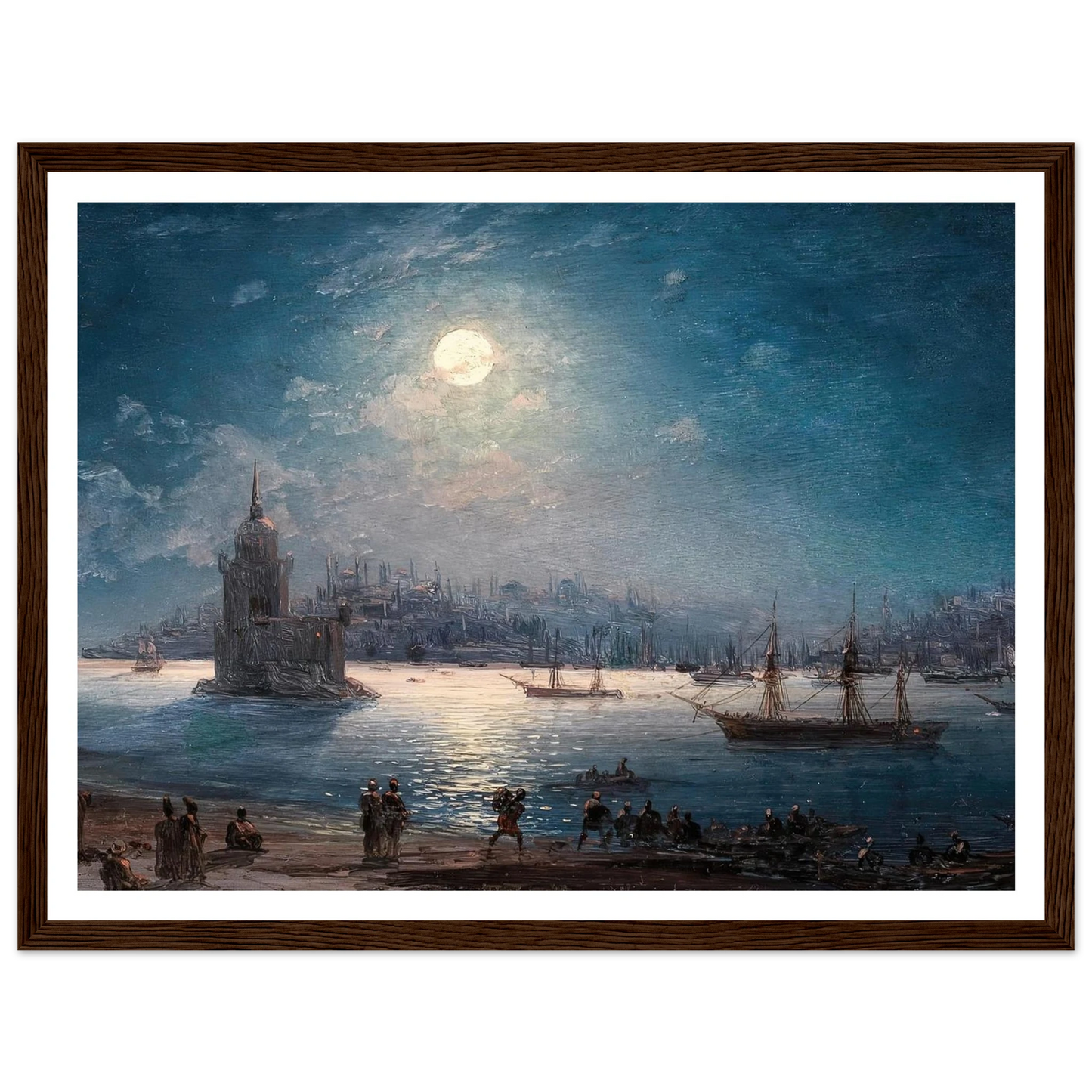 A View of the Bosporus with the Hagia Sophia and the Maiden’s Tower in the Moonlight (1884) Art Print | Ivan Konstantinovich Aivazovsky-Quipham Collections