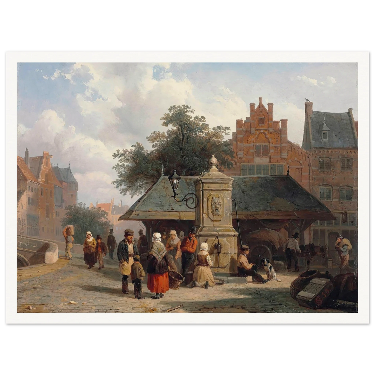 By the well in a Dutch town square (1850) Art Print | Cornelis Springer-Quipham Collections