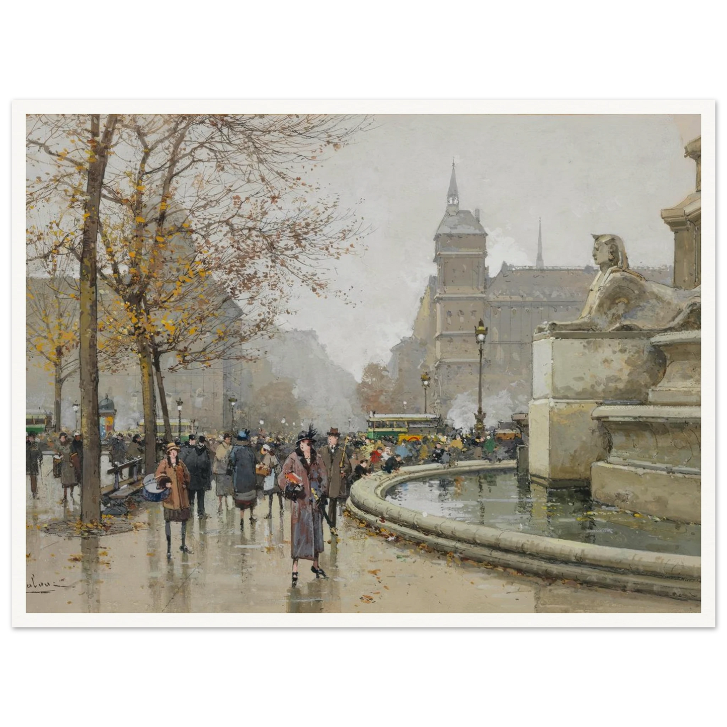 La fontaine du Palmier, place du Châtelet Art Print | Eugene Galien Laloue-Quipham Collections