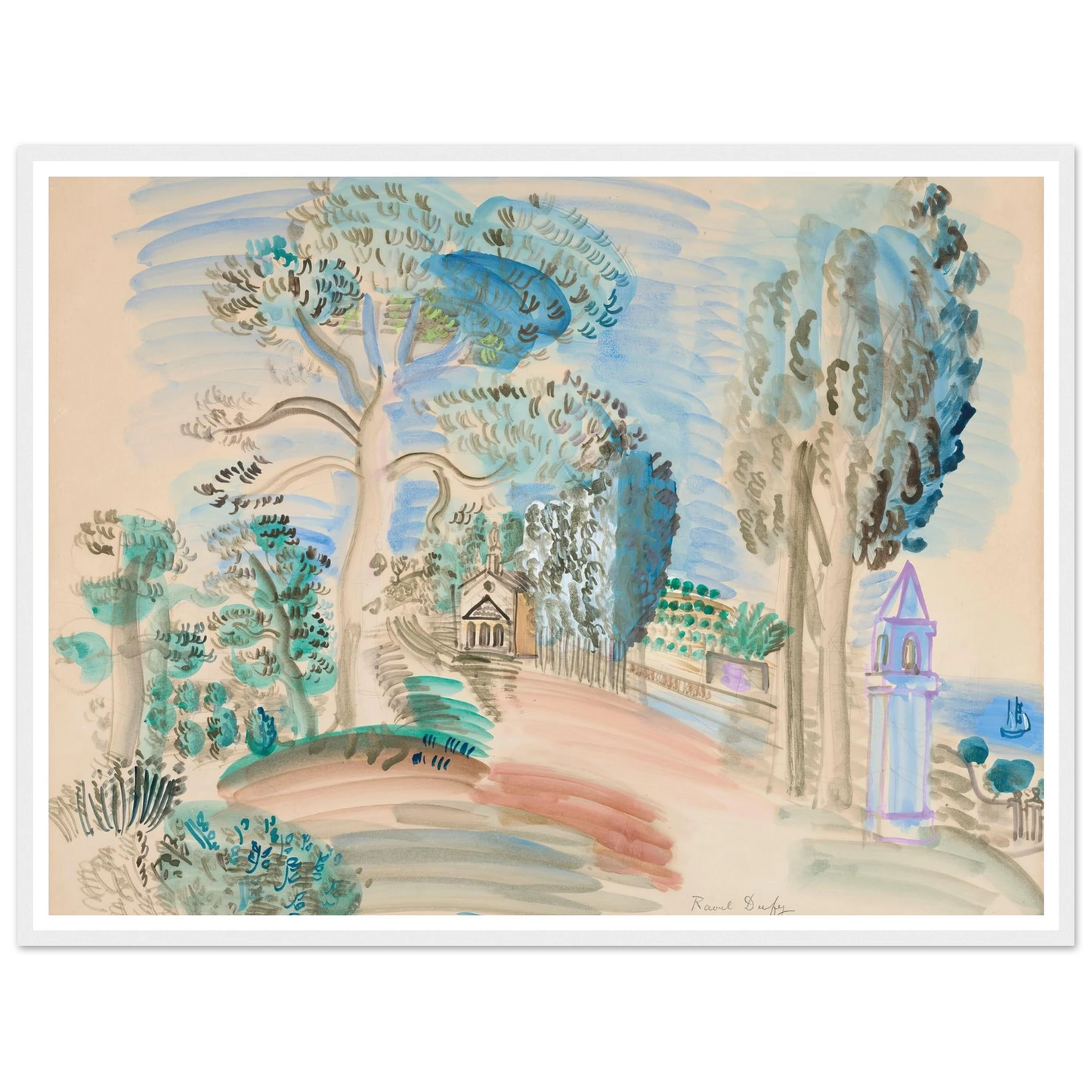 La Chapelle à Golfe Juan (circa 1923) Art Print | Raoul Dufy-Quipham Collections