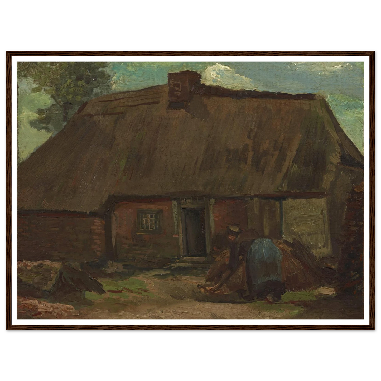 Cottage with Peasant Woman Digging (1885) Art Print | Vincent van Gogh-Quipham Collections