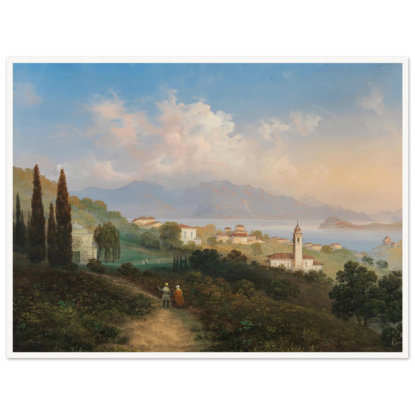 A View of Lake Como and Menaggio, with Punta di Bellagio on the Right (1847) Art Print | Carlo Bossoli-Quipham Collections