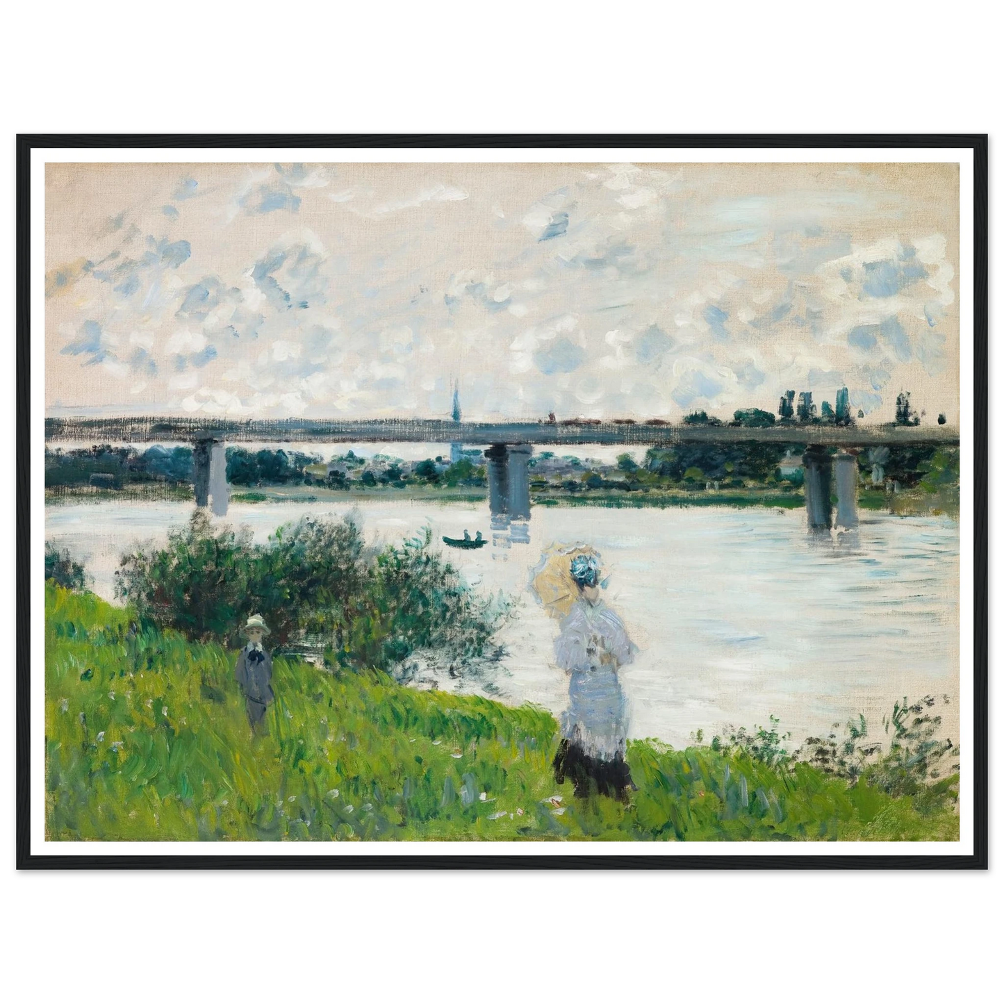 The Promenade with the Railroad Bridge, Argenteuil (1874) Art Print | Claude Monet-Quipham Collections