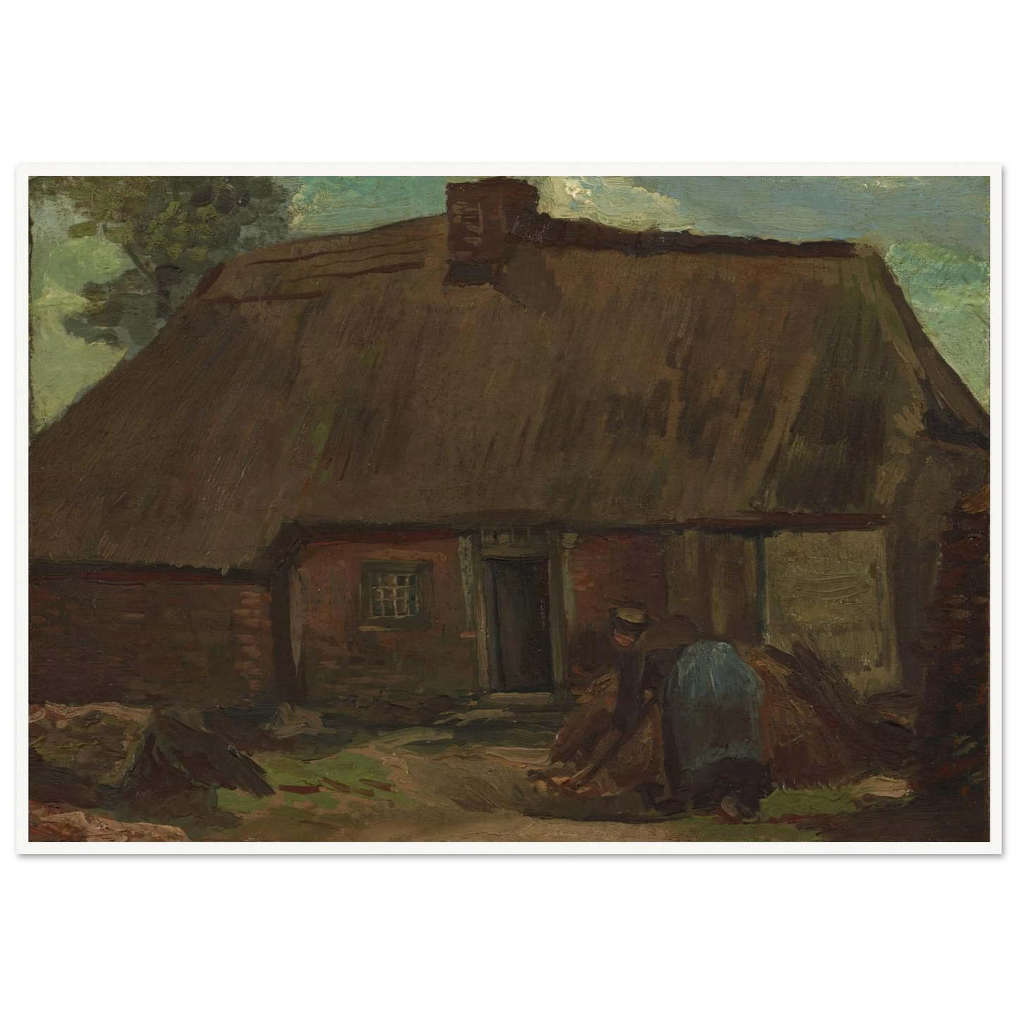 Cottage with Peasant Woman Digging (1885) Art Print | Vincent van Gogh-Quipham Collections