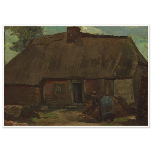 Cottage with Peasant Woman Digging (1885) Art Print | Vincent van Gogh-Quipham Collections