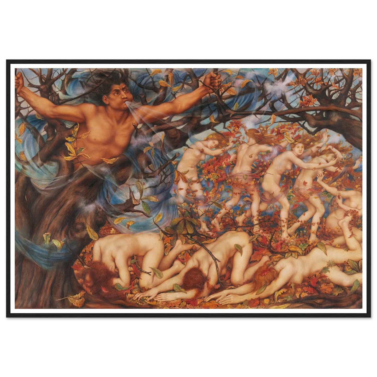 Boreas and the Fallen Leaves (1910) Art Print | Evelyn de Morgan-Quipham Collections