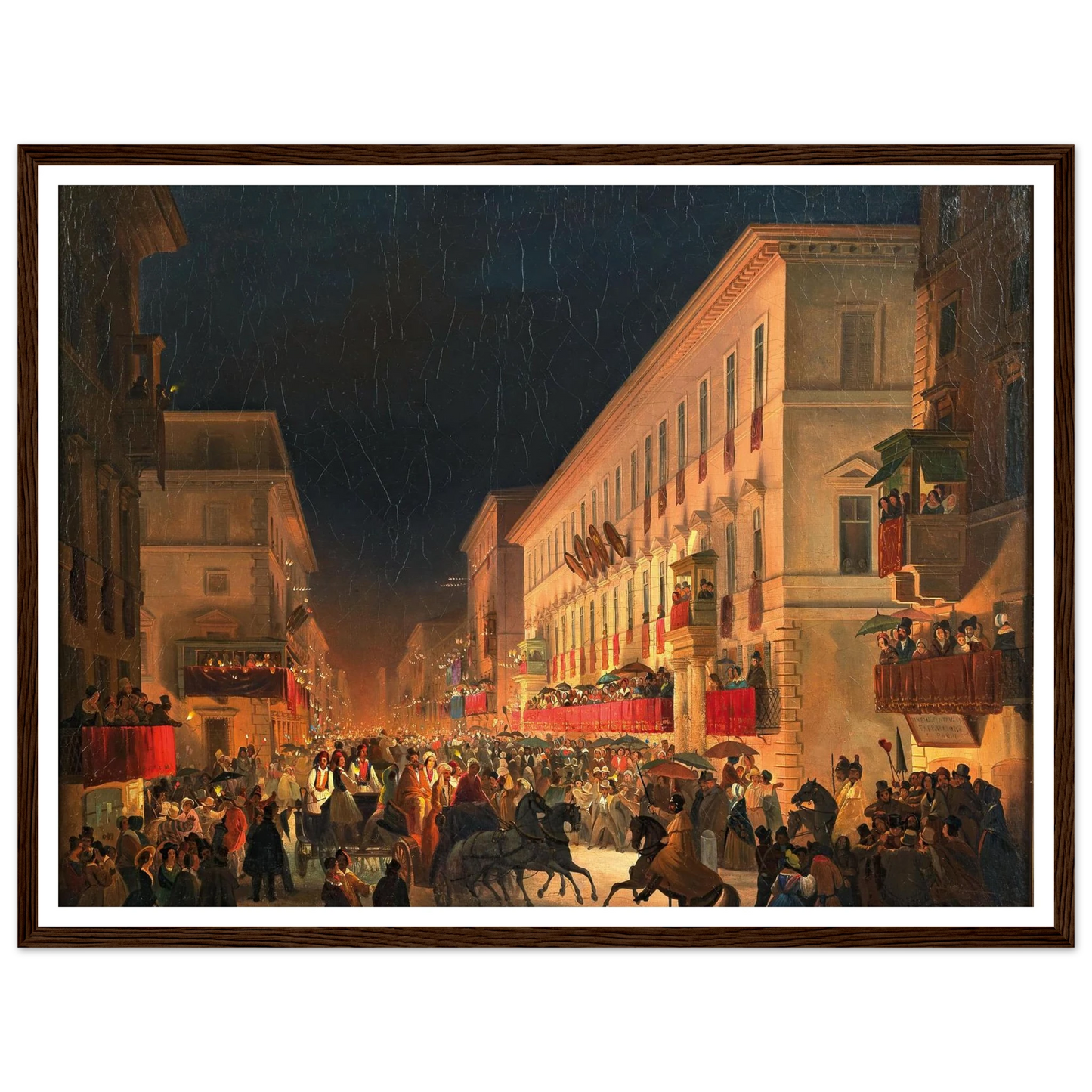 Carnival In Rome, The Feast Of Moccoletti Art Print | Ippolito Caffi-Quipham Collections