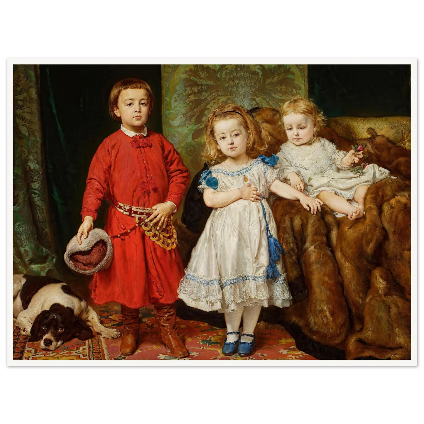 Portrait of artist’s three children, Tadeusz, Helena and Beata (1870) Art Print | Jan Matejko-Quipham Collections