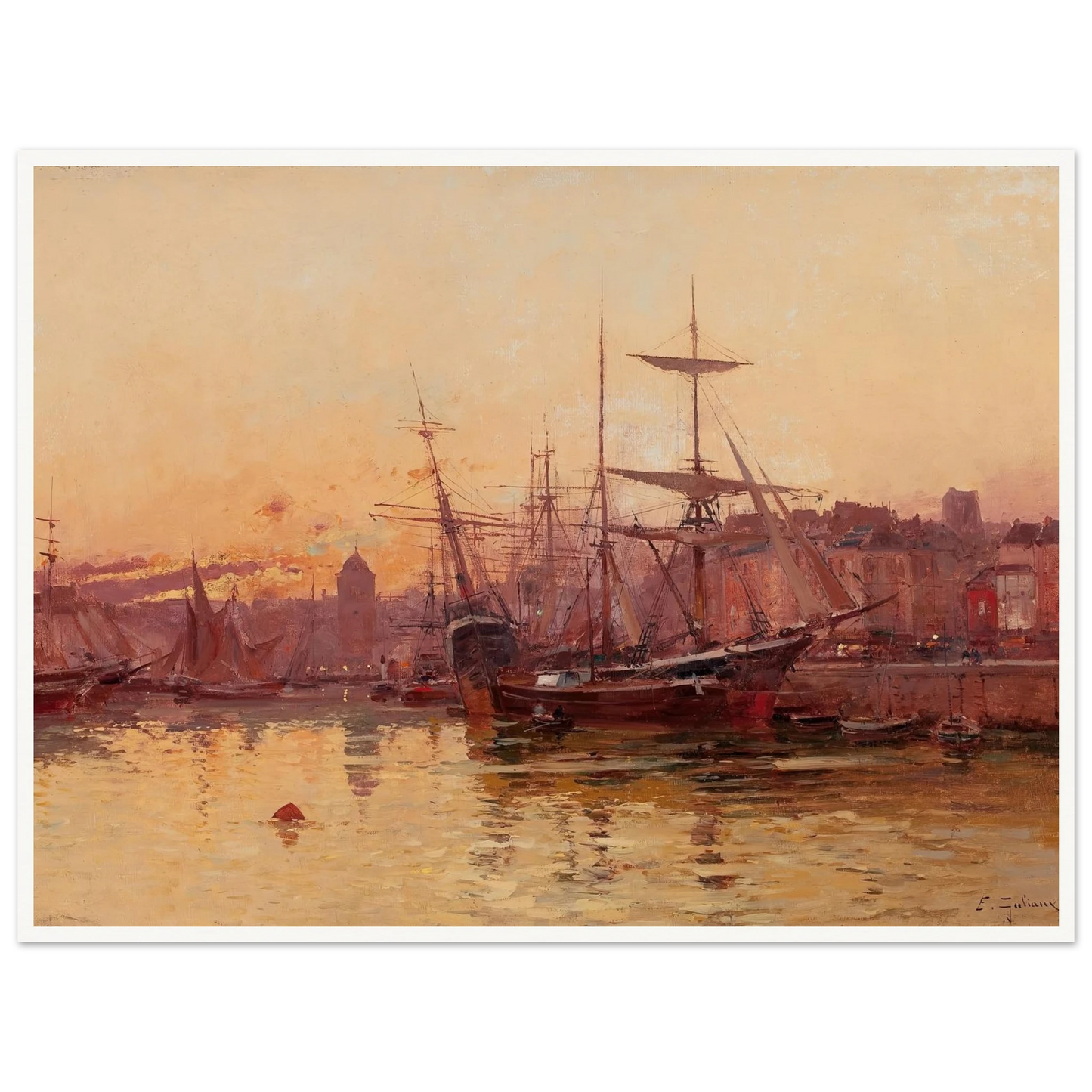 Voiliers à quai en Normandie Art Print | Eugene Galien Laloue-Quipham Collections