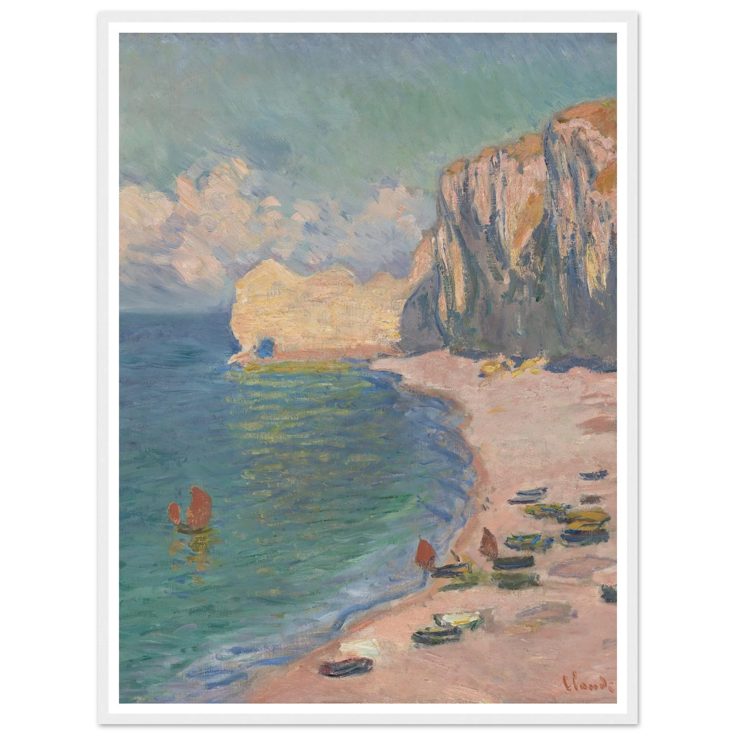 Étretat, The Beach and the Falaise d’Amont (1885) Art Print | Claude Monet-Quipham Collections