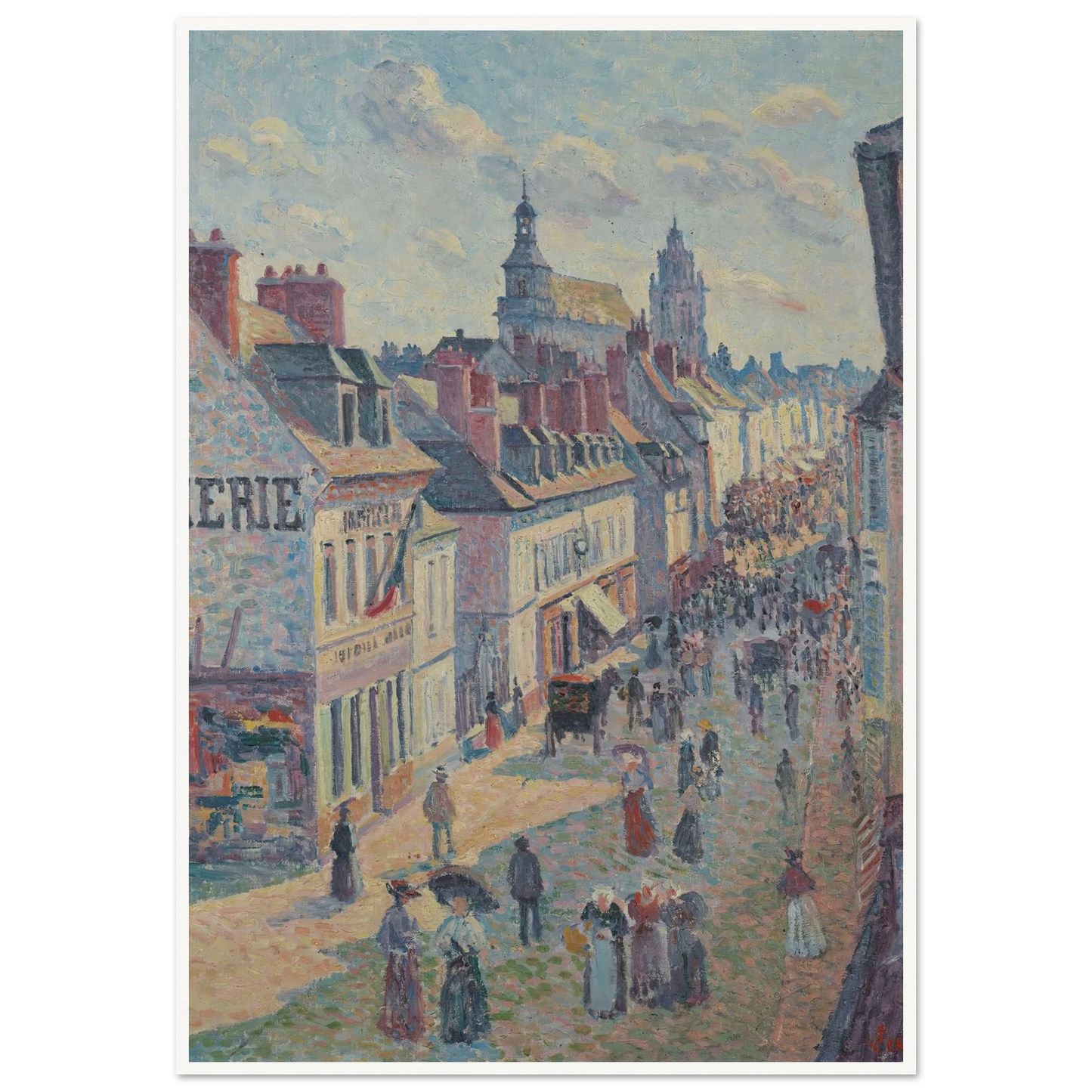 Jour de marché à Gisors (rue Cappeville) (1897) Art Print | Maximilien Luce-Quipham Collections