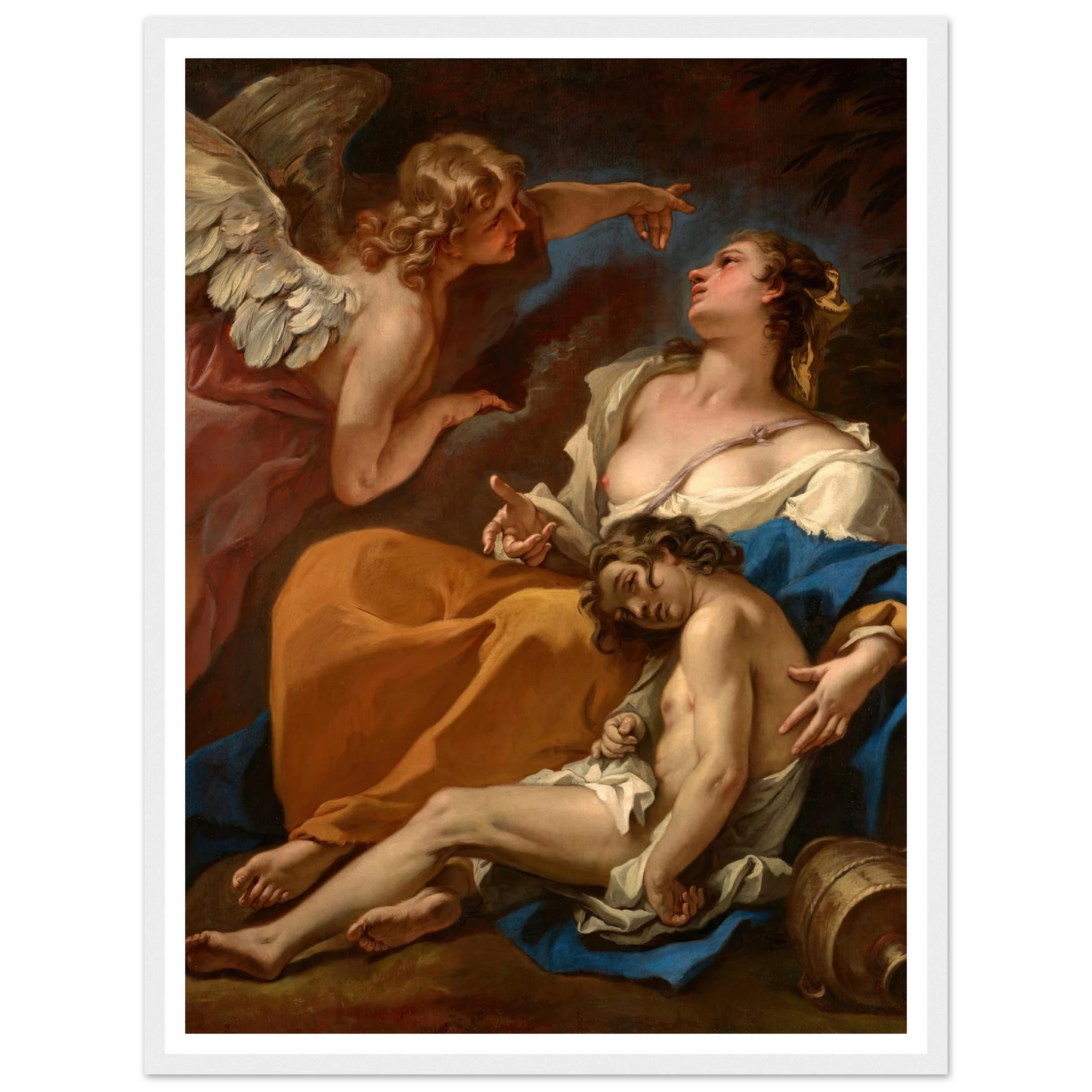 Hagar and Ishmael Saved by the Angel (About 1727-1728) Art Print | Sebastiano Ricci-Quipham Collections