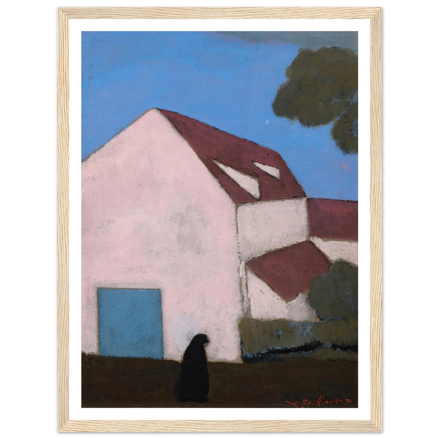 Ferme à la façade rose, silhouette de femme (1921) Art Print | Leon Spilliaert-Quipham Collections