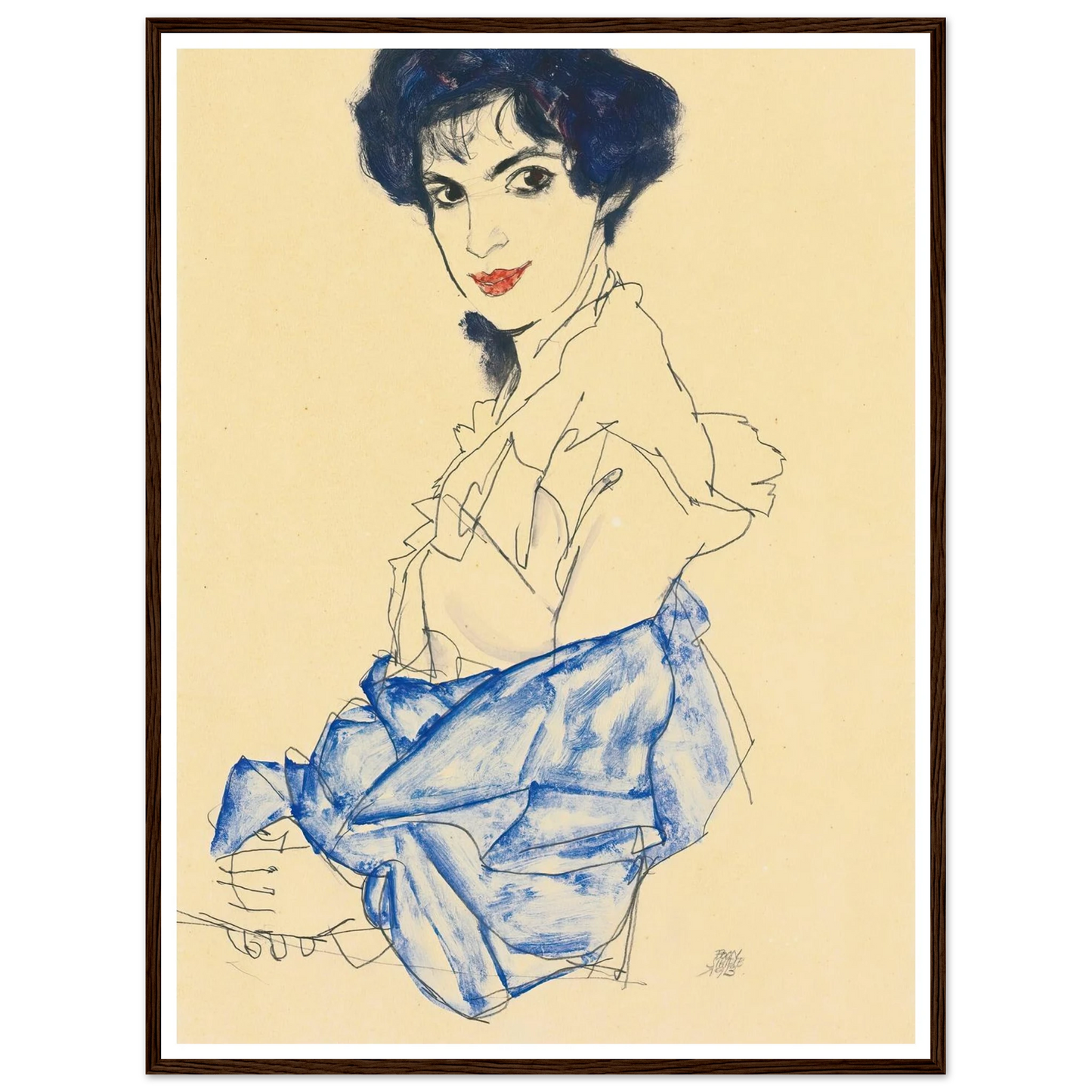 Elisabeth Lederer, Seated With Hands Folded (1913) Art Print | Egon Schiele-Quipham Collections