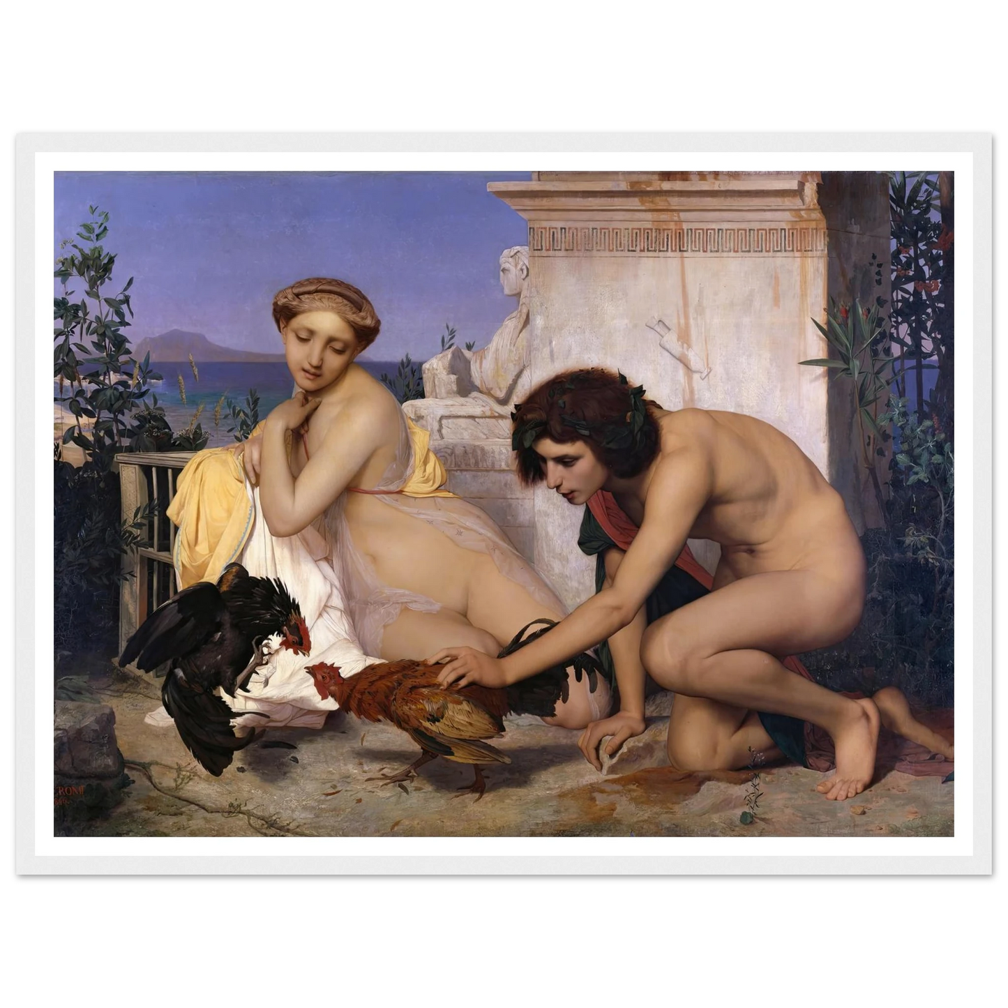 Young Greeks Attending a Cock Fight (1846) Art Print | Jean Leon Gerome-Quipham Collections