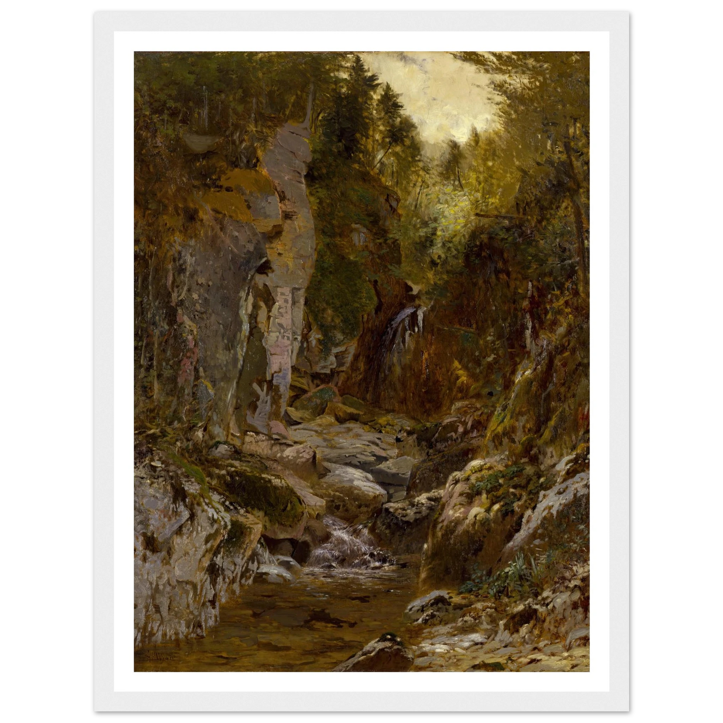 The Flume, Opalescent River, Adirondacks (ca. 1875) Art Print | Alexander Helwig Wyant-Quipham Collections