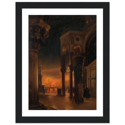 Karneval am Markusplatz in Venedig bei Nacht (1887) Art Print | Josef Hoffmann-Quipham Collections