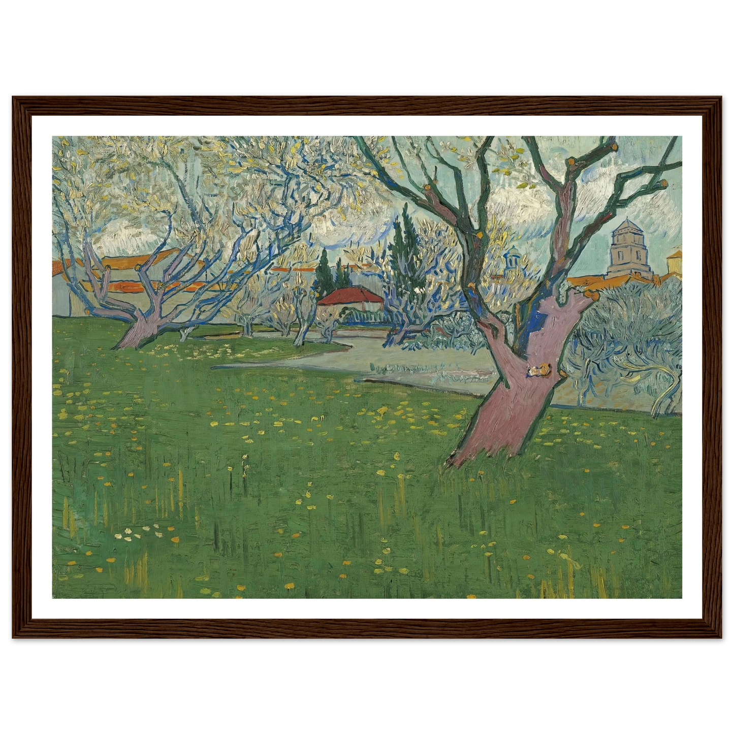 Orchards in blossom, view of Arles (1889) Art Print | Vincent van Gogh-Quipham Collections