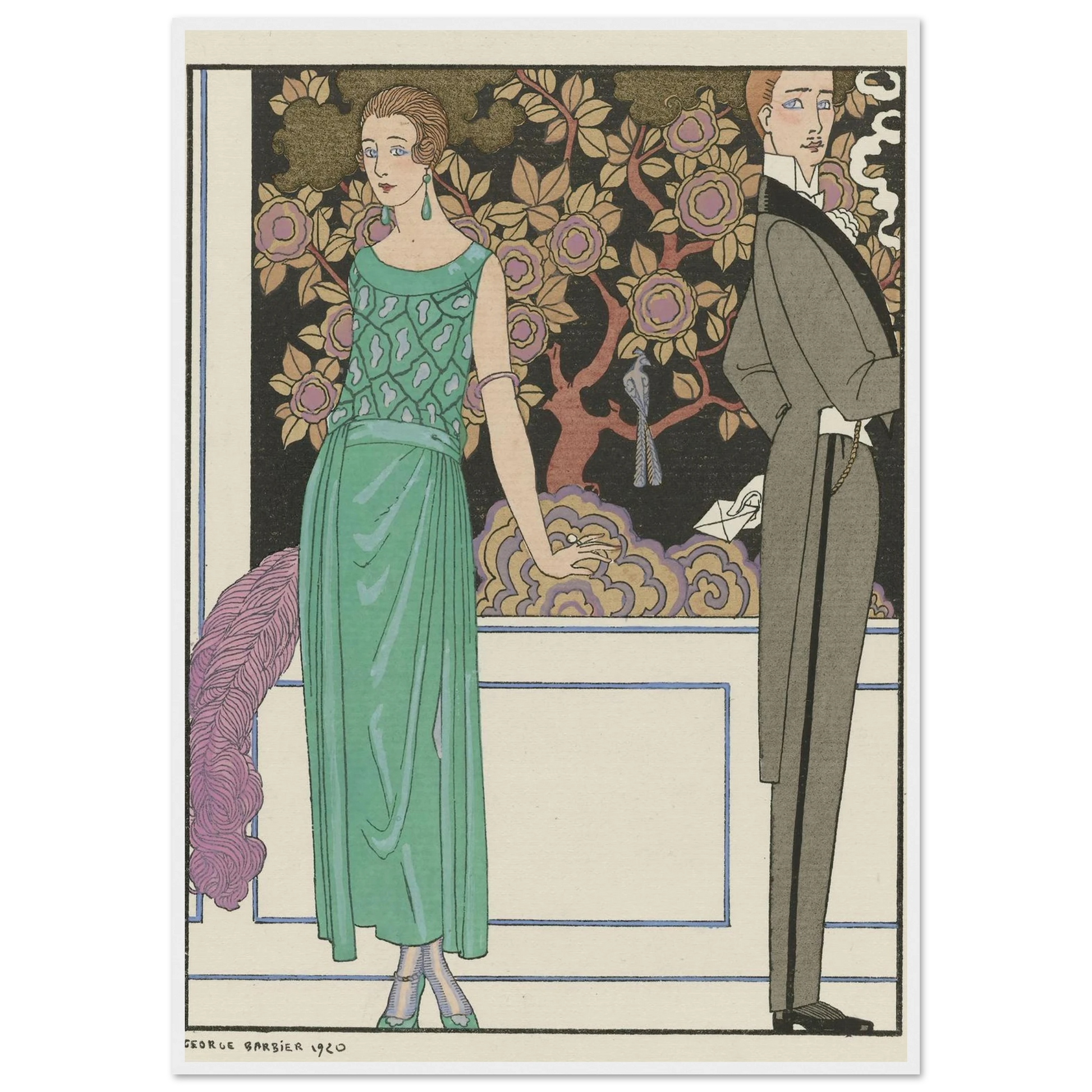 La premiere imprudence ; Robe du soir, de Beer (1921) Art Print | George Barbier-Quipham Collections