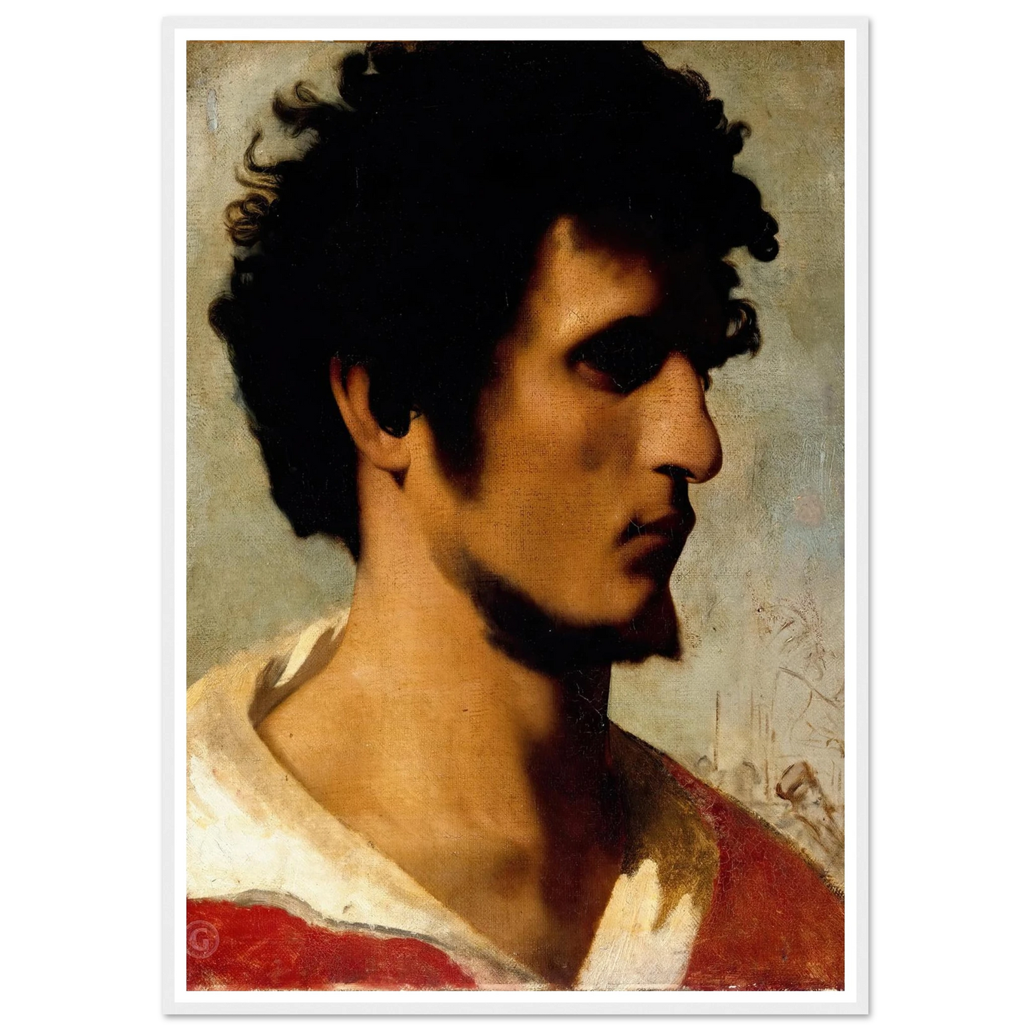 Head of a Peasant from the Roman Countryside (1844) Art Print | Jean Leon Gerome-Quipham Collections