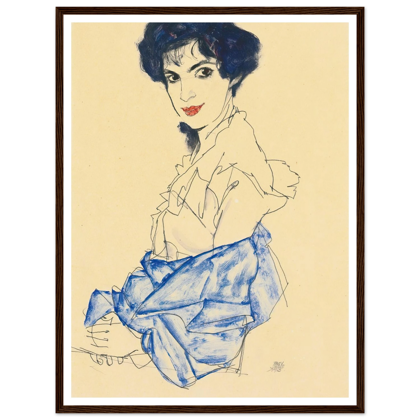 Elisabeth Lederer, Seated With Hands Folded (1913) Art Print | Egon Schiele-Quipham Collections