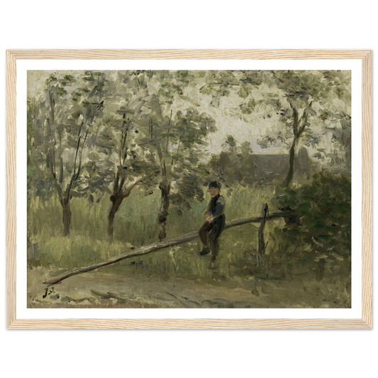 Country Boy on a Pole Barrier (1900 - 1911) Art Print | Jozef Israels-Quipham Collections