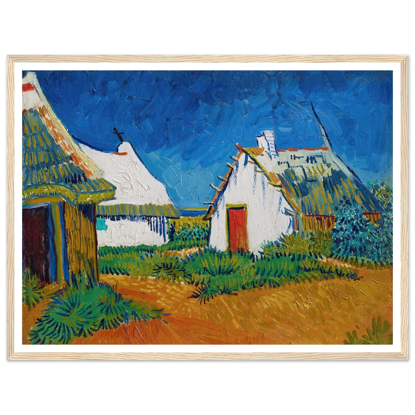 Three white cottages in Saintes-Maries (1888) Art Print | Vincent van Gogh-Quipham Collections