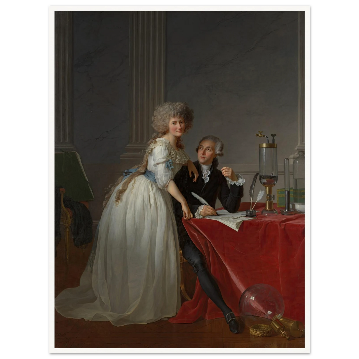 Antoine Laurent Lavoisier (1743–1794) and Marie Anne Lavoisier (Marie Anne Pierrette Paulze, 1758–1836) (1788) Art Print | Jacques Louis David-Quipham Collections