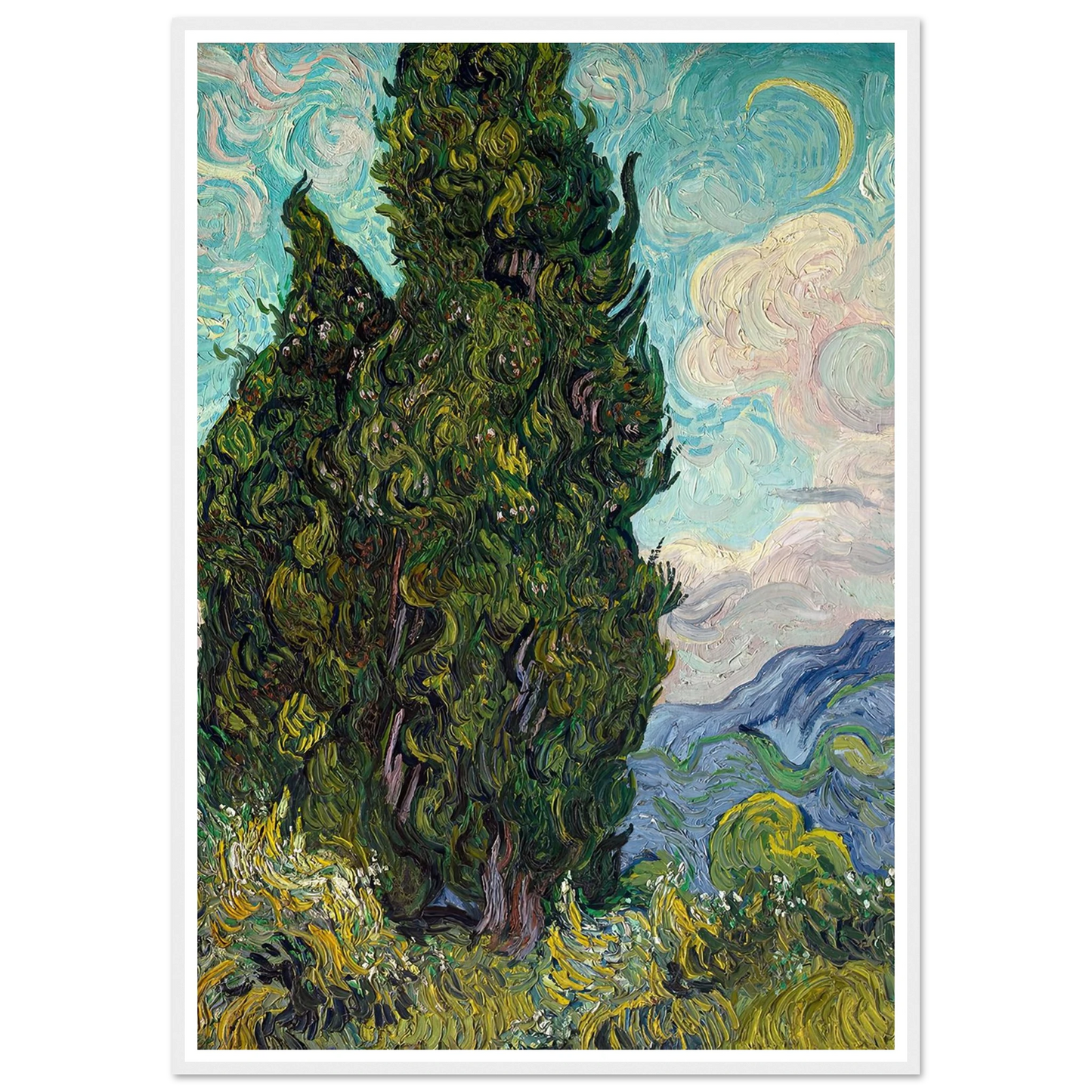 Cypresses (1889) Art Print | Vincent van Gogh-Quipham Collections