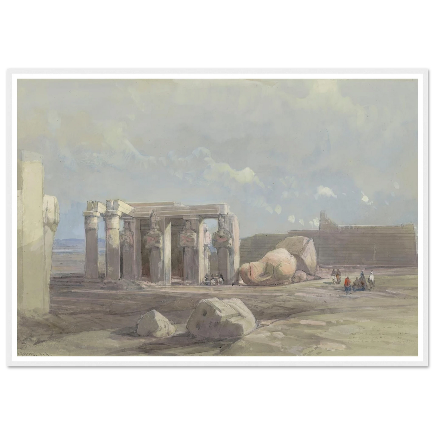 Fragments of a Colossal statue at the Memnonium, Thebes (1838) Art Print | David Roberts-Quipham Collections