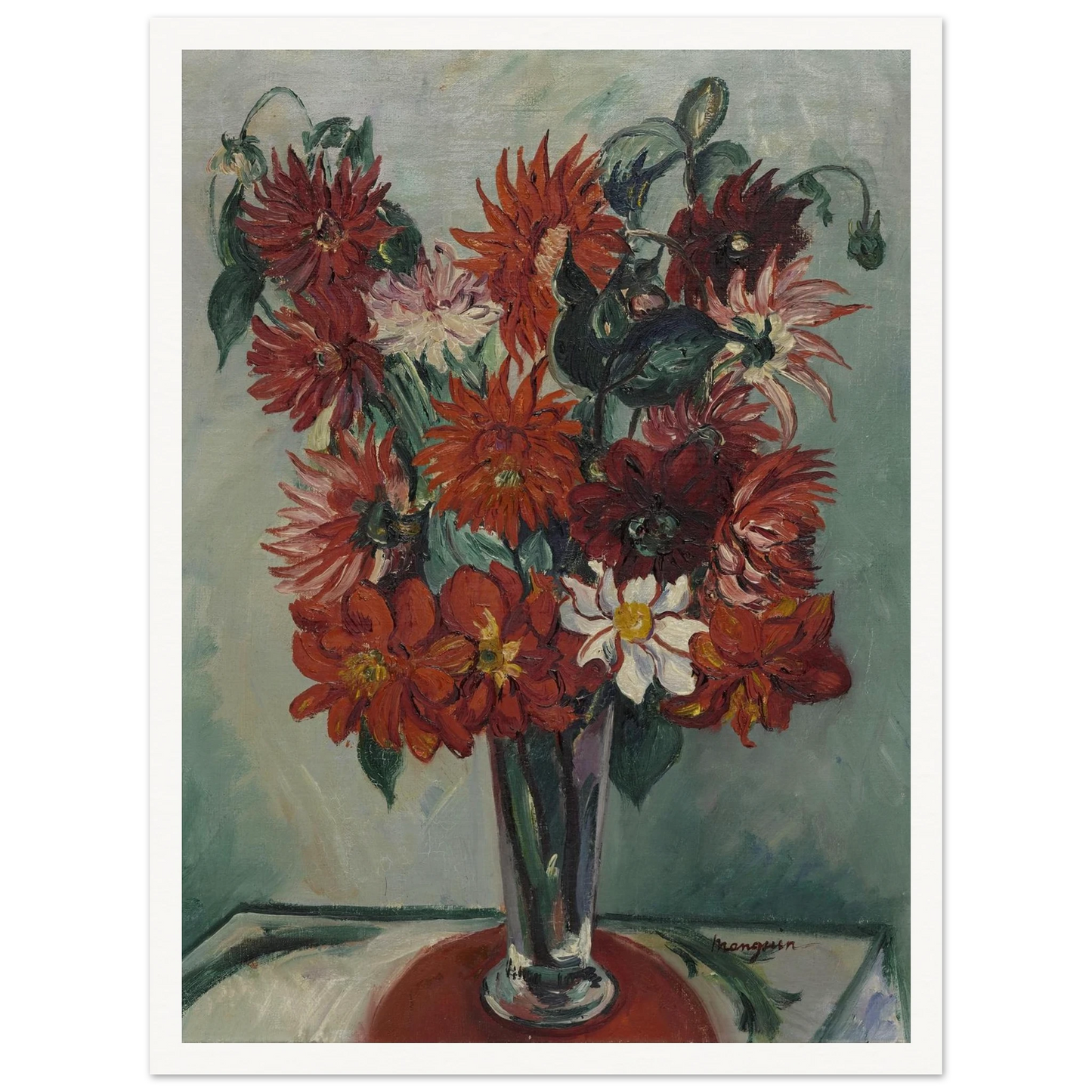Dahlias Art Print | Henri Manguin - Framed Poster - 30x40 cm / 12x16″ - Black frame
