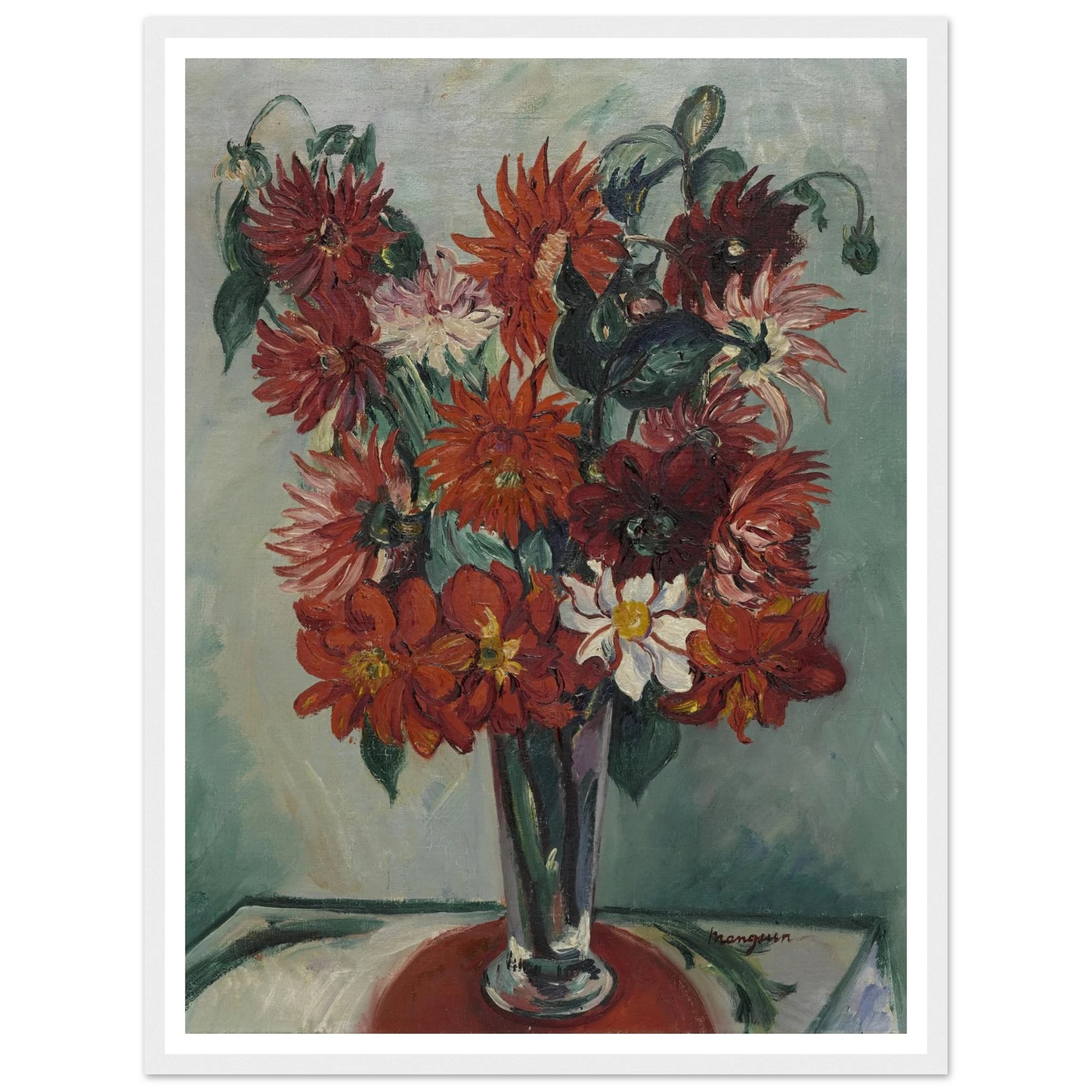 Dahlias Art Print | Henri Manguin - Framed Poster - 30x40 cm / 12x16″ - Black frame