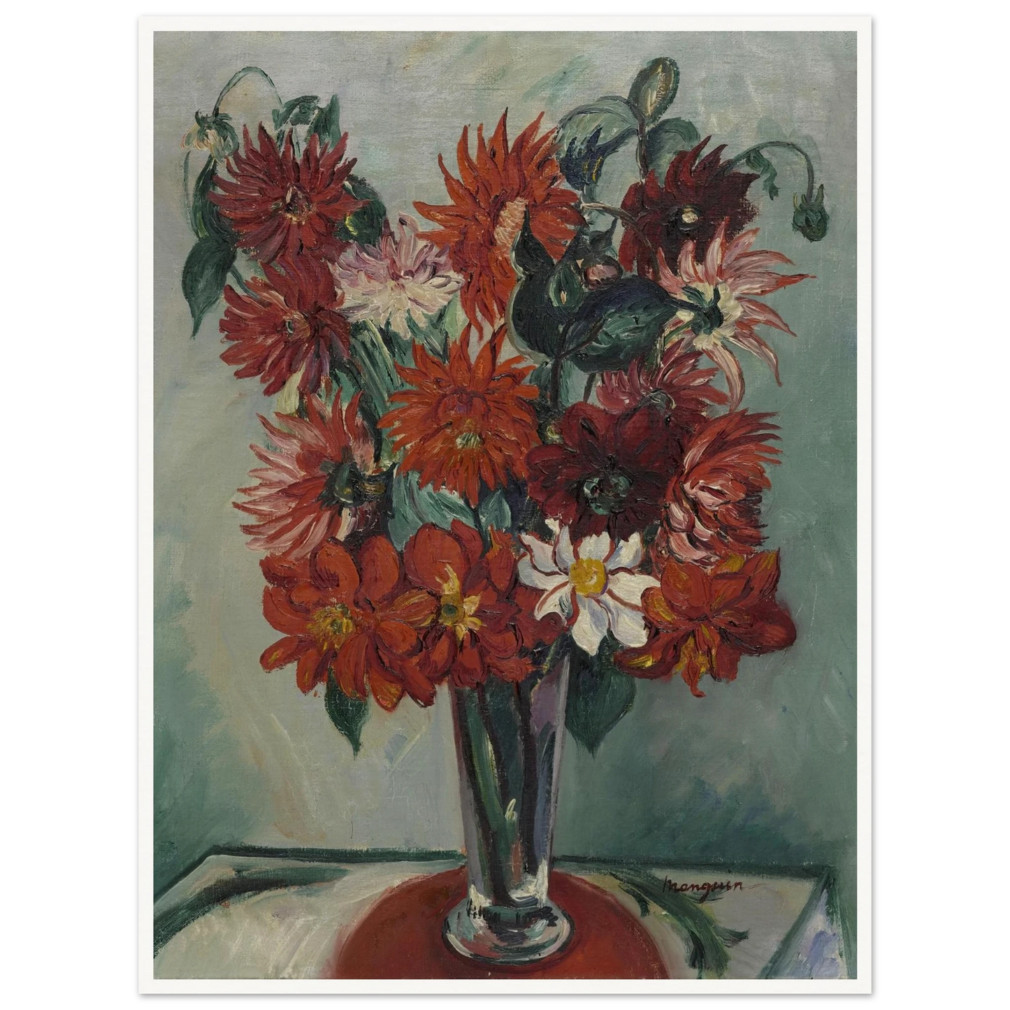 Dahlias Art Print | Henri Manguin - Framed Poster - 30x40 cm / 12x16″ - Black frame