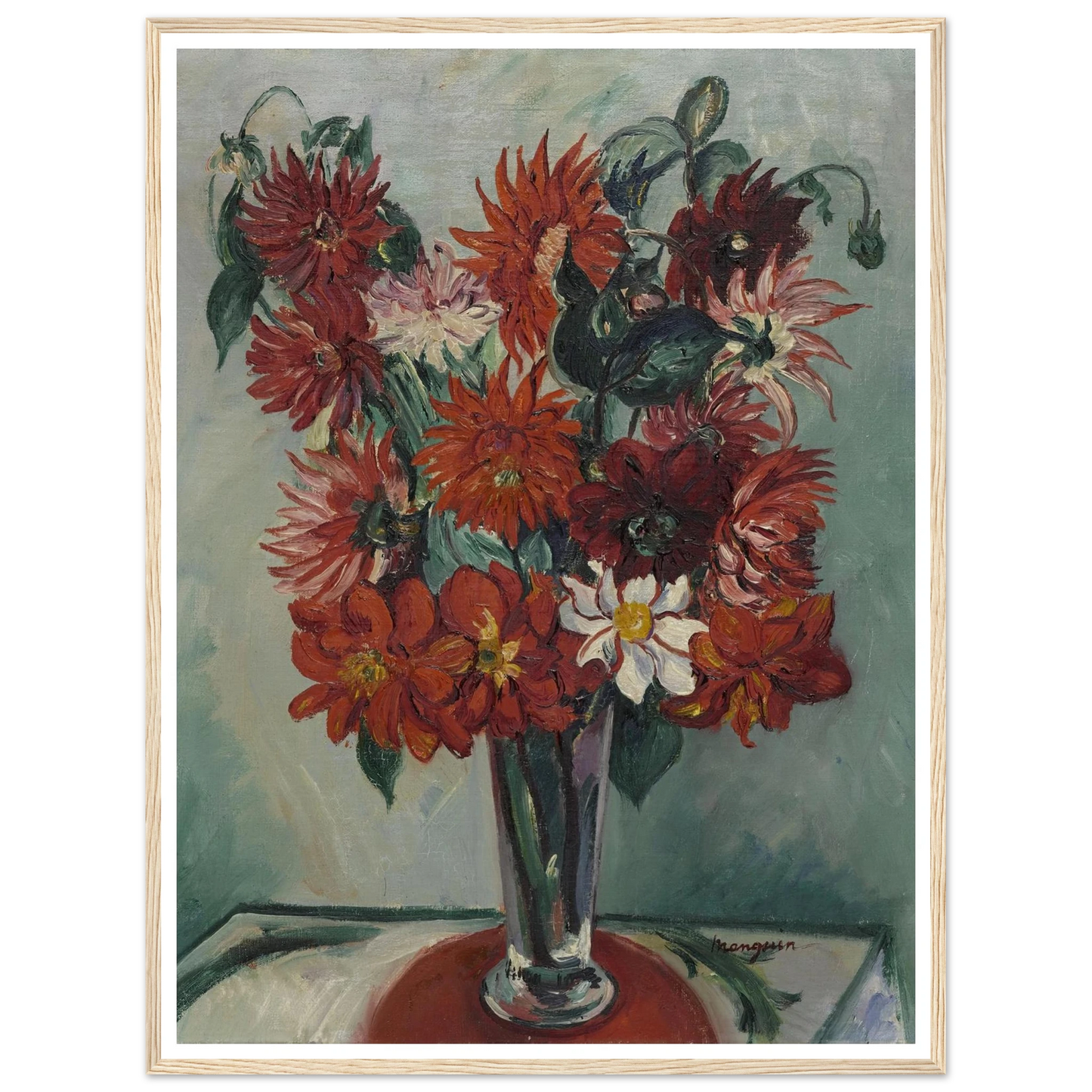 Dahlias Art Print | Henri Manguin - Framed Poster - 30x40 cm / 12x16″ - Black frame