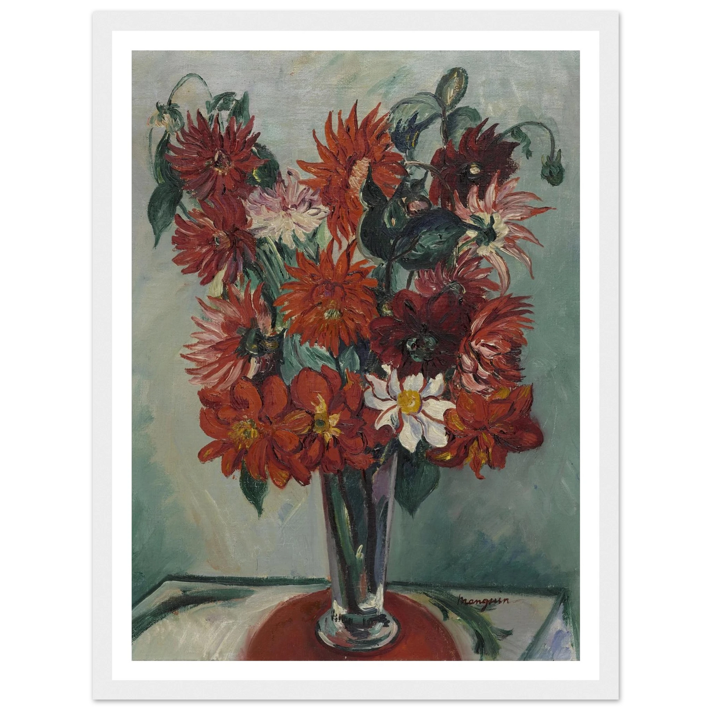 Dahlias Art Print | Henri Manguin - Framed Poster - 30x40 cm / 12x16″ - Black frame