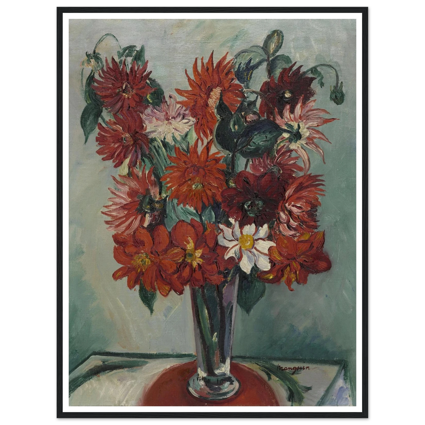 Dahlias Art Print | Henri Manguin - Framed Poster - 30x40 cm / 12x16″ - Black frame