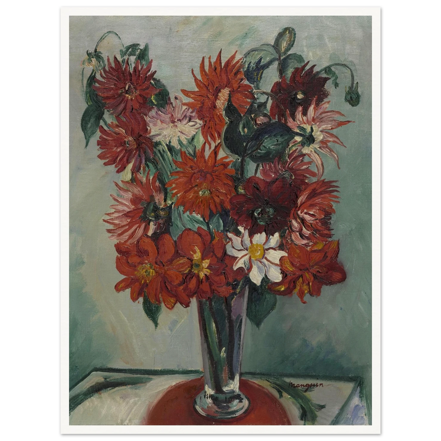 Dahlias Art Print | Henri Manguin - Framed Poster - 30x40 cm / 12x16″ - Black frame