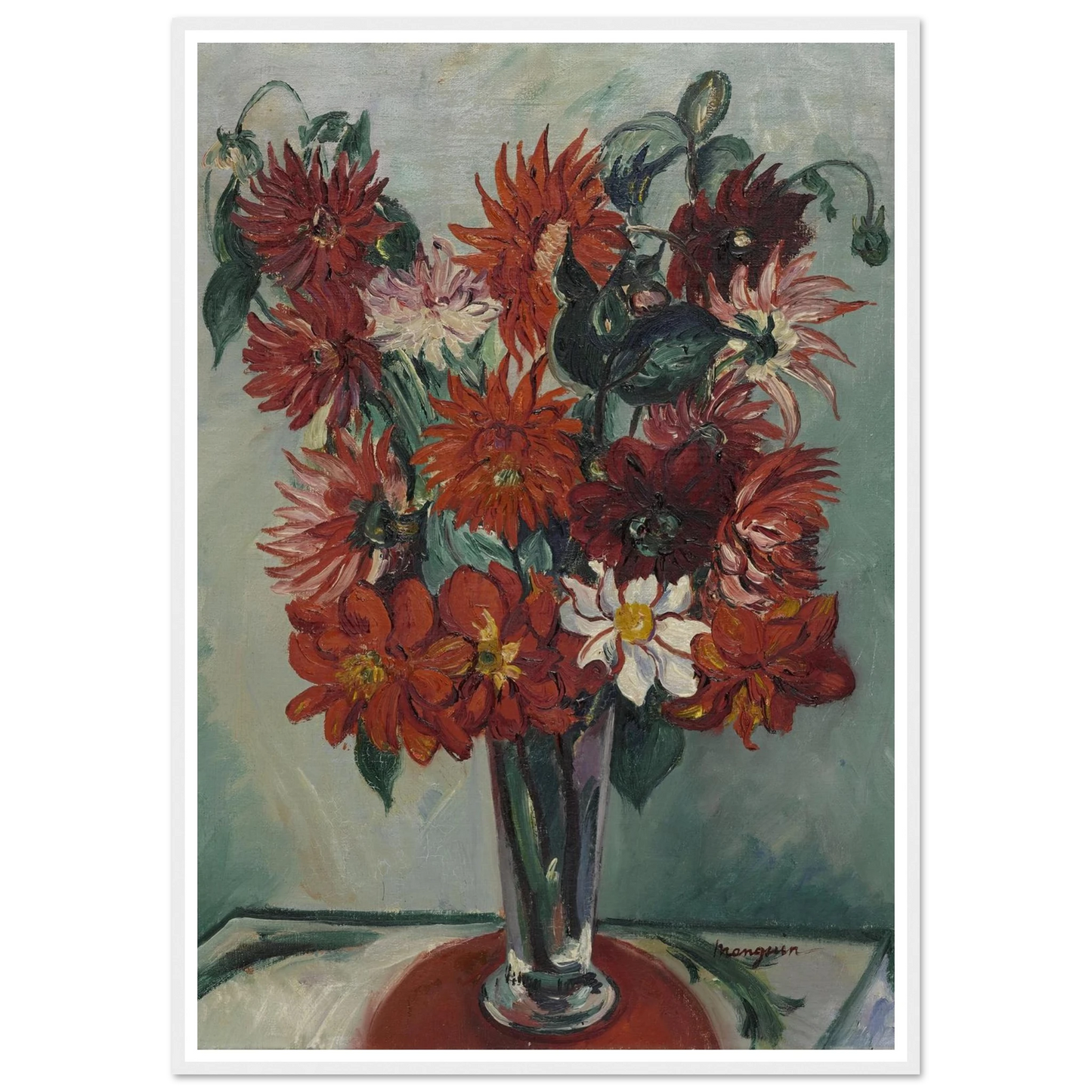 Dahlias Art Print | Henri Manguin - Framed Poster - 30x40 cm / 12x16″ - Black frame