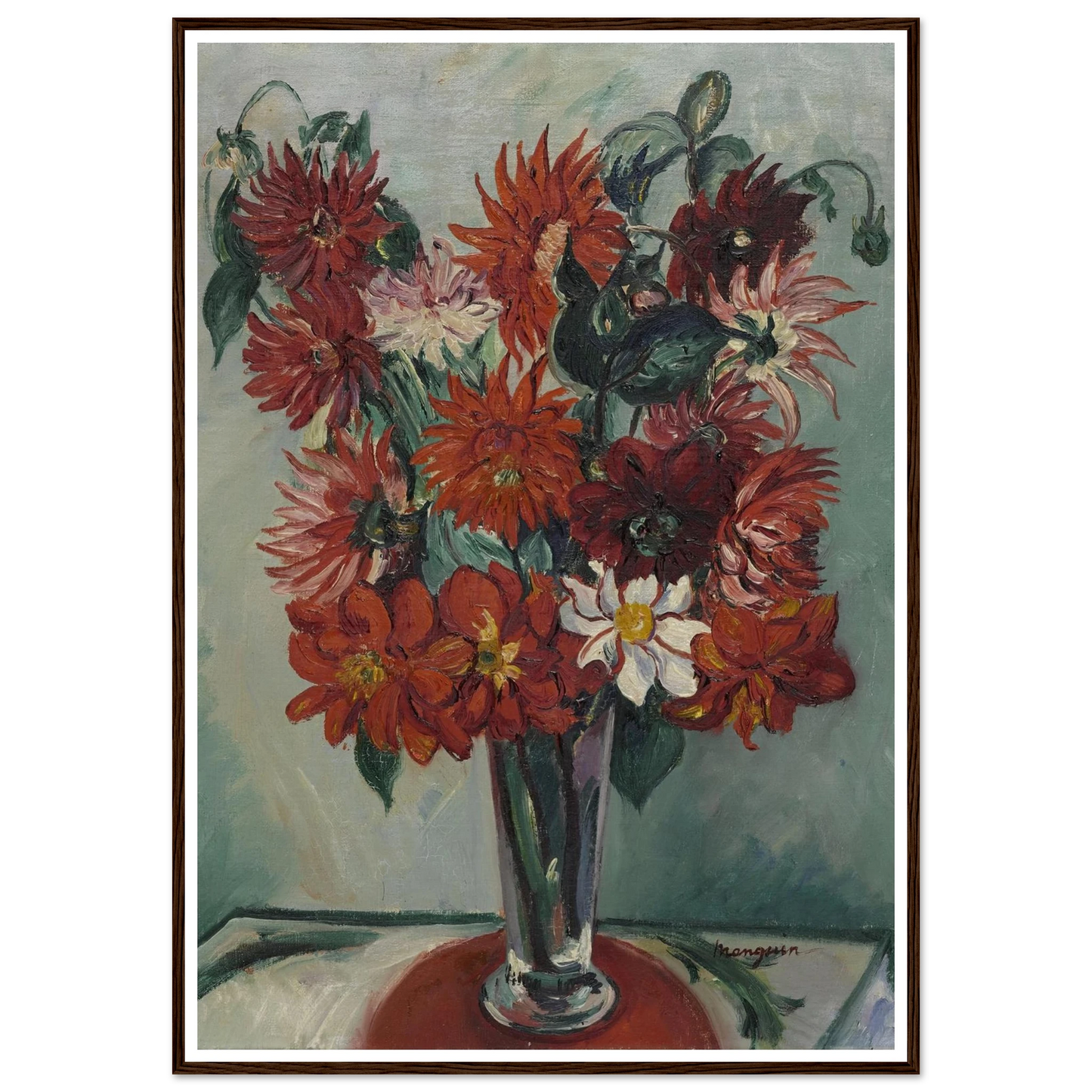 Dahlias Art Print | Henri Manguin - Framed Poster - 30x40 cm / 12x16″ - Black frame