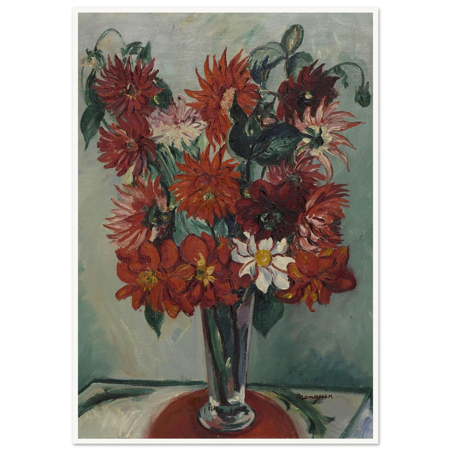 Dahlias Art Print | Henri Manguin - Framed Poster - 30x40 cm / 12x16″ - Black frame