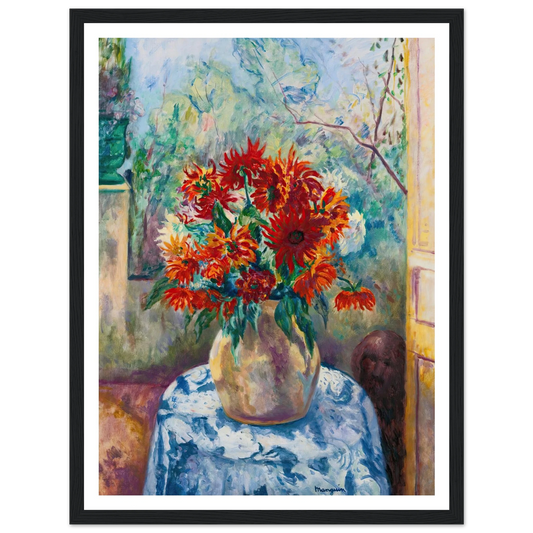 Dahlias Sur La Terrasse De L’oustalet, Saint-Tropez (1923) Art Print | Henri Manguin - Framed Poster - 30x40 cm / 12x16″ - Black frame