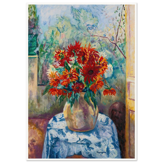 Dahlias Sur La Terrasse De L’oustalet, Saint-Tropez (1923) Art Print | Henri Manguin - Framed Poster - 30x40 cm / 12x16″ - Black frame