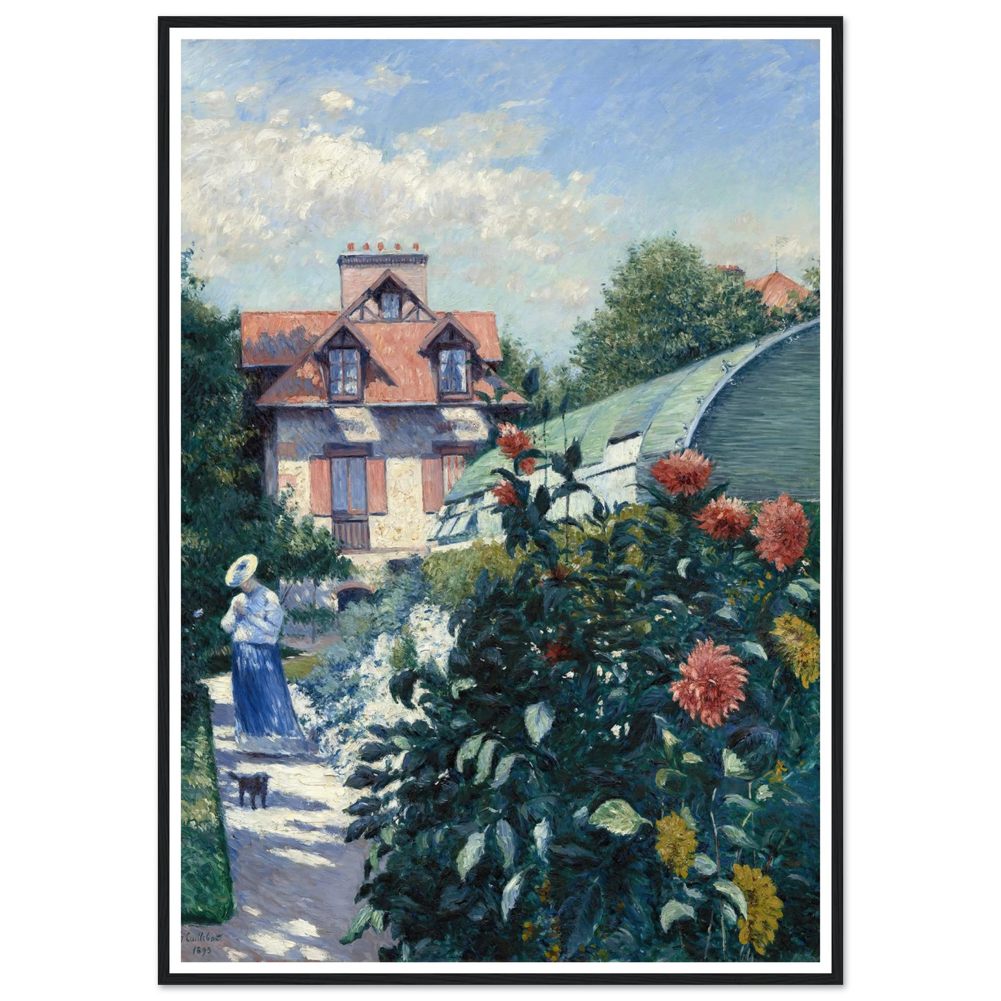 Dahlias,Garden at Petit Gennevilliers (1893) Art Print | Gustave Caillebotte - Framed Poster - 30x40 cm / 12x16″ - Black frame