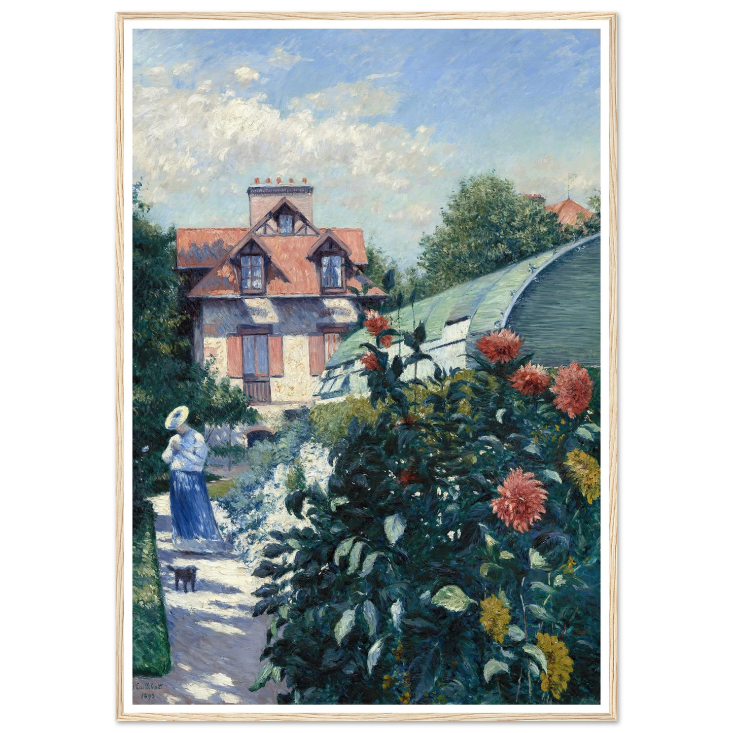 Dahlias,Garden at Petit Gennevilliers (1893) Art Print | Gustave Caillebotte - Framed Poster - 30x40 cm / 12x16″ - Black frame
