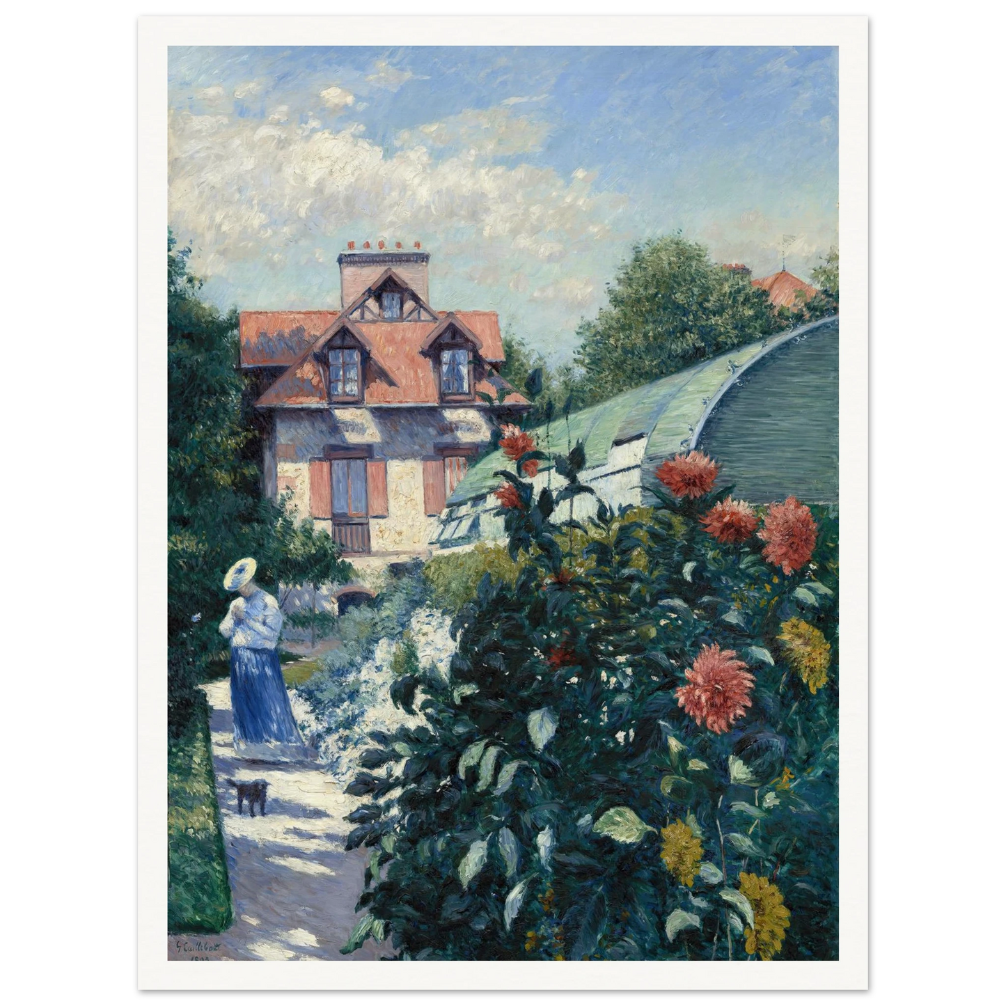 Dahlias,Garden at Petit Gennevilliers (1893) Art Print | Gustave Caillebotte - Framed Poster - 30x40 cm / 12x16″ - Black frame