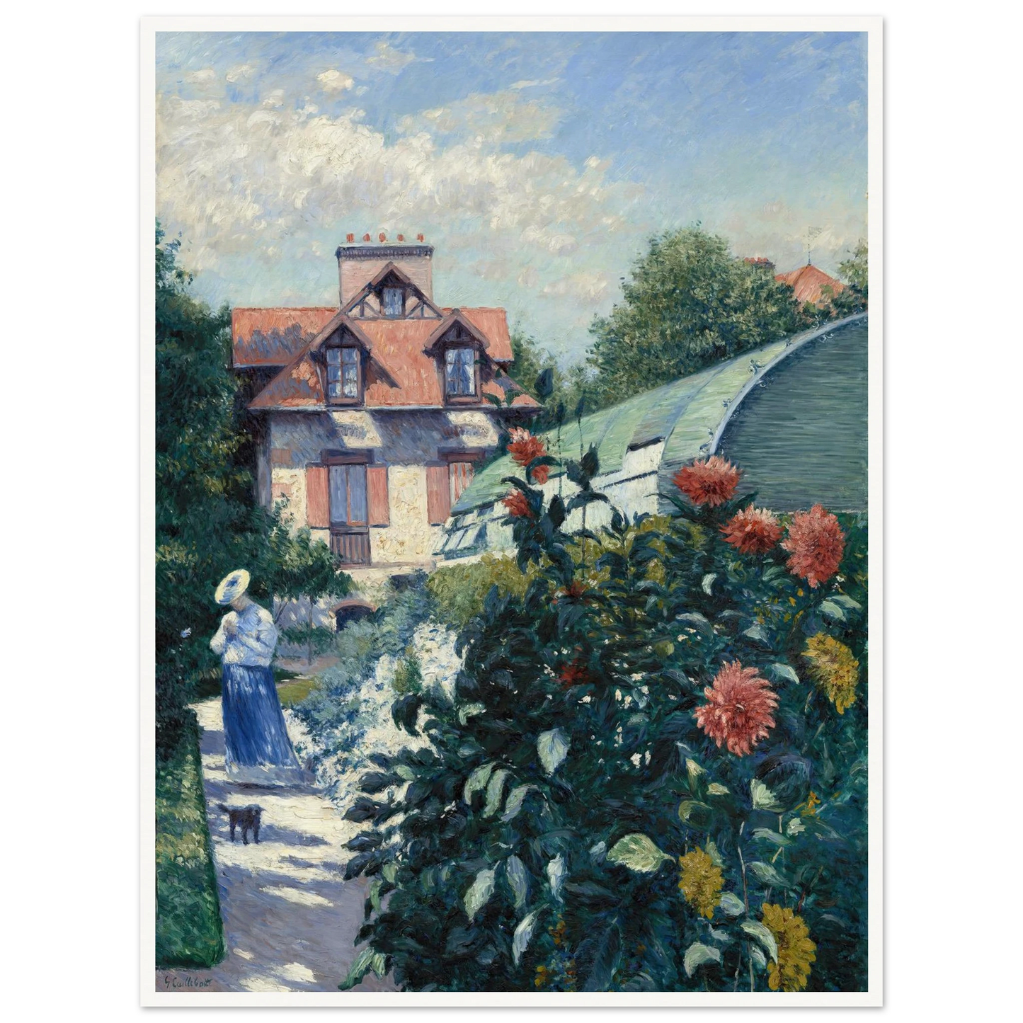 Dahlias,Garden at Petit Gennevilliers (1893) Art Print | Gustave Caillebotte - Framed Poster - 30x40 cm / 12x16″ - Black frame