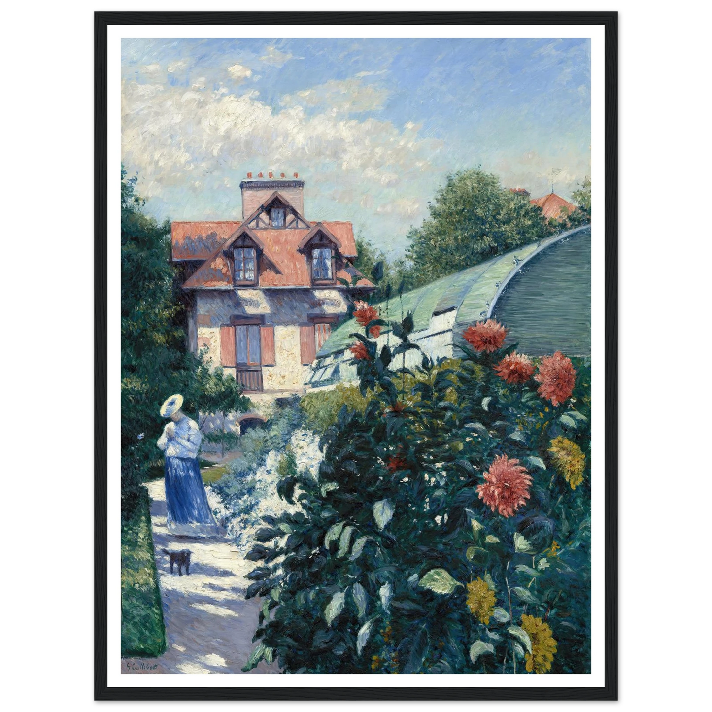 Dahlias,Garden at Petit Gennevilliers (1893) Art Print | Gustave Caillebotte - Framed Poster - 30x40 cm / 12x16″ - Black frame
