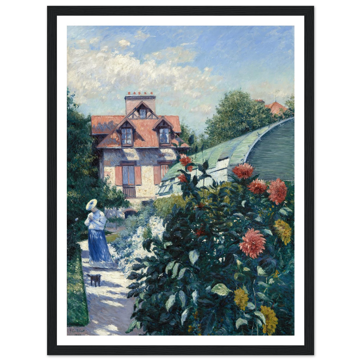 Dahlias,Garden at Petit Gennevilliers (1893) Art Print | Gustave Caillebotte - Framed Poster - 30x40 cm / 12x16″ - Black frame