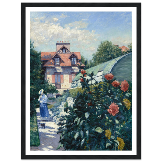 Dahlias,Garden at Petit Gennevilliers (1893) Art Print | Gustave Caillebotte - Framed Poster - 30x40 cm / 12x16″ - Black frame
